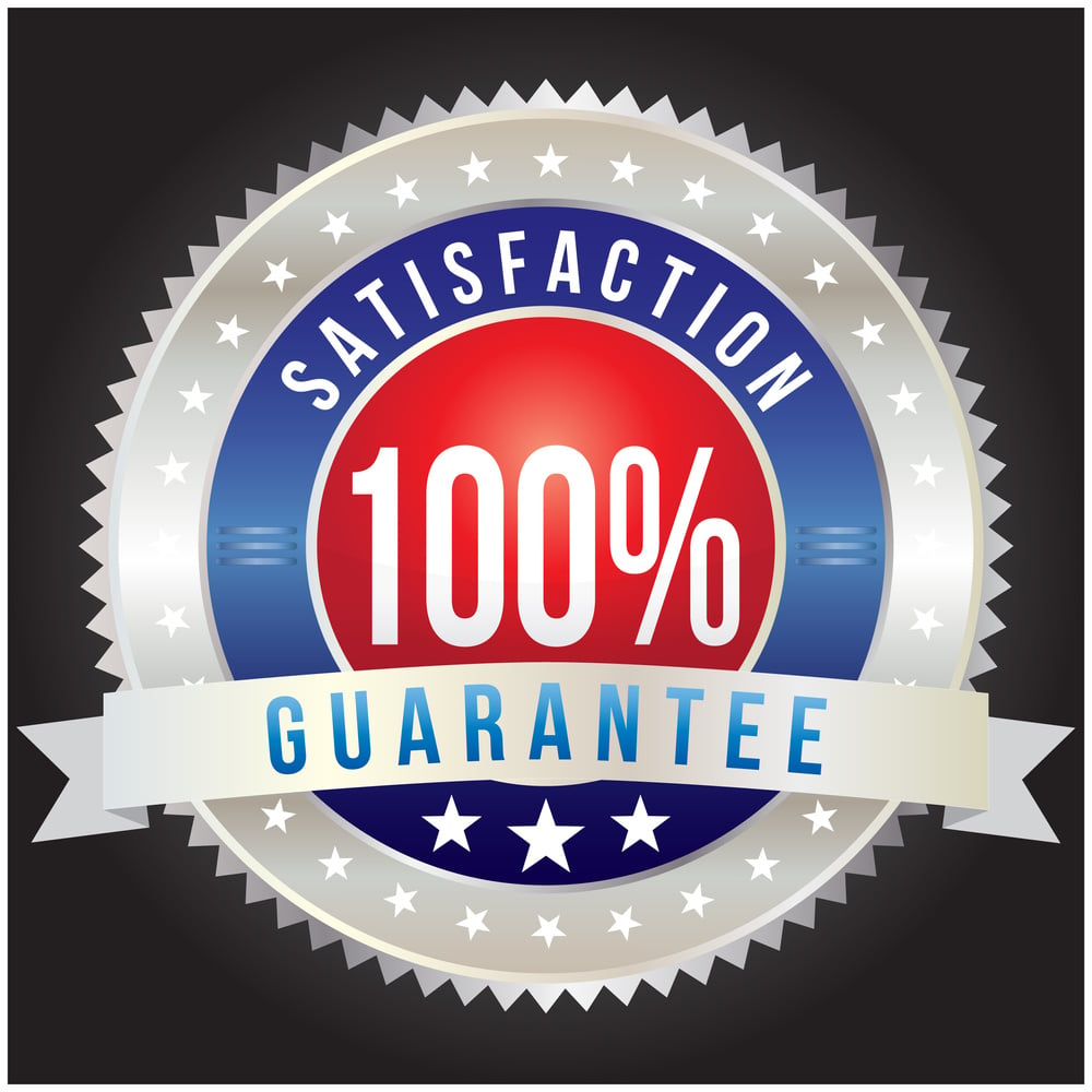 100 percent satisfaction guarantee badge